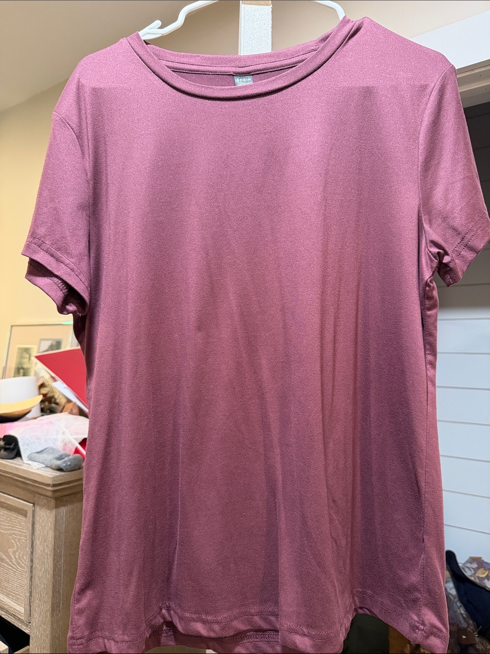SHEIN Short-Sleeve Crewneck Tee - Mauve Pink